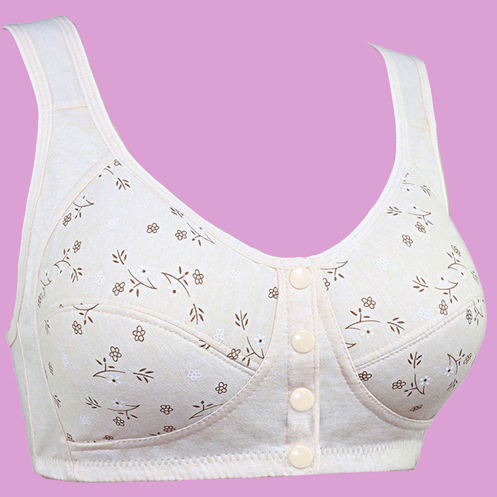 Jessie bra with press buttons beige with flowers